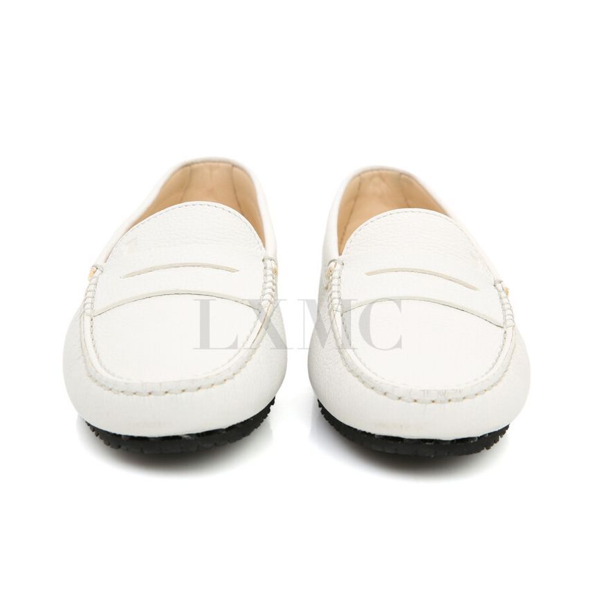 Tods White Moccasin Loafers Driving Shoes - Size 38 [SKU]